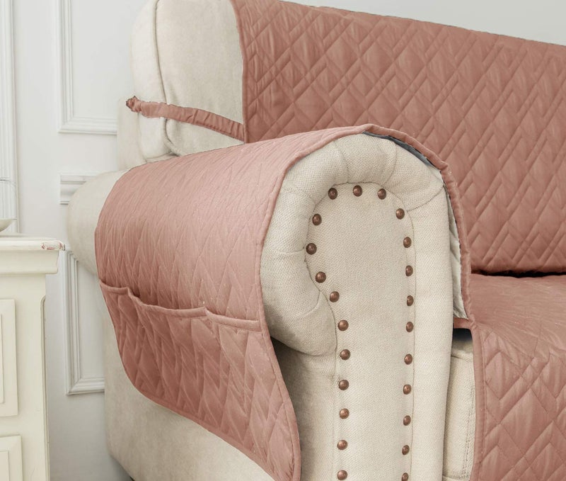 Ameritex Couch Sofa Slipcover 100% Waterproof Nonslip Quilted Furniture Protector Slipcover for Dogs, Children, Pets Sofa Slipcover Machine Washable (Pink, 78") - Image 4
